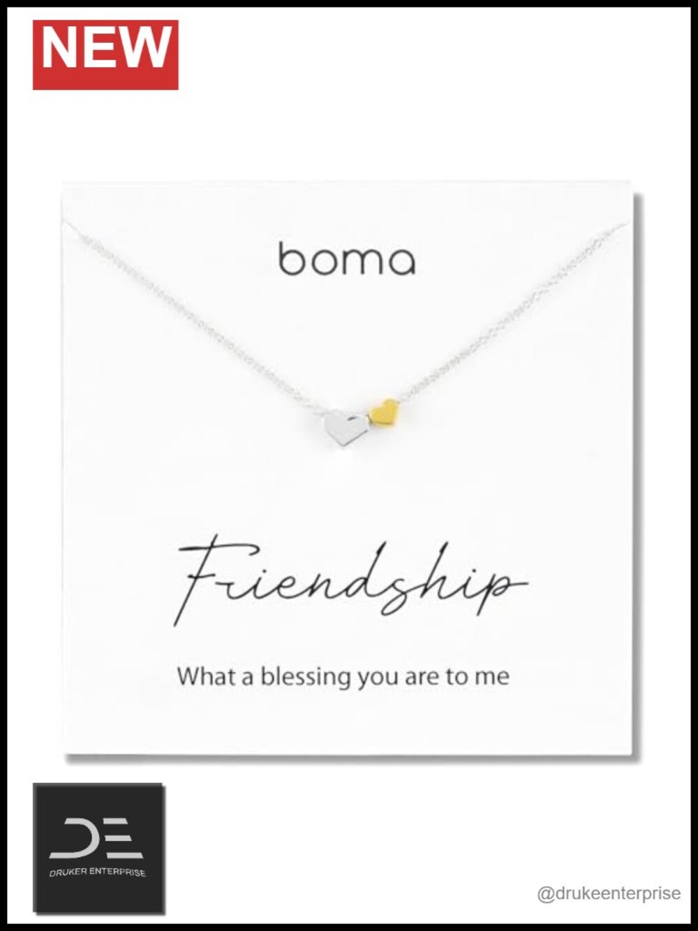 Sterling Silver & Gold Vermeil Two Hearts Friendship Pendant Necklace 18"